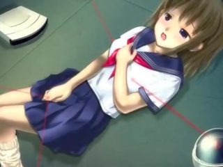 Anime hezká v školní jednotný masturbuje kočička