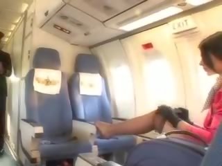Enticing stewardess ngisep phallus before cunnilingus